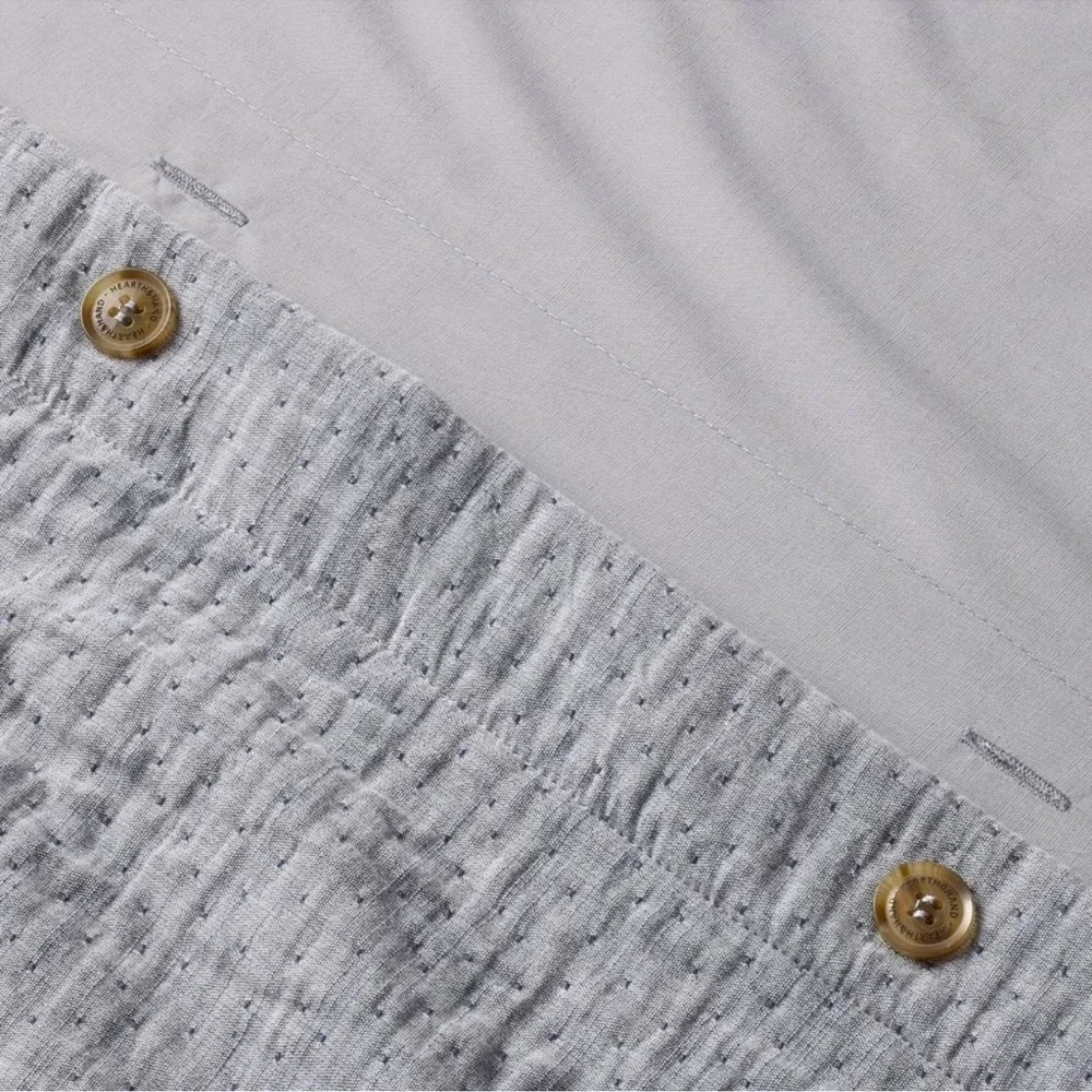 Hearth & Hand Magnolia KING Gauze Stitch Pin Dot Duvet Cover Blue NEW W/ TAGS